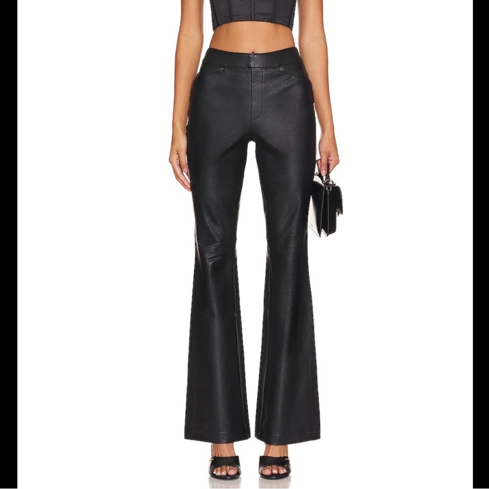 Spanx Faux Leather Flare Pants in Luxe Black